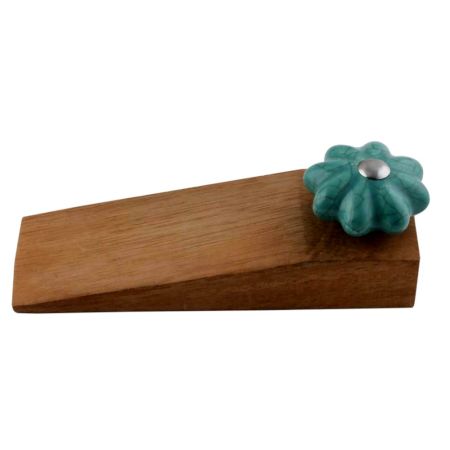 Sea Green Crackle Wooden Door Stopper
